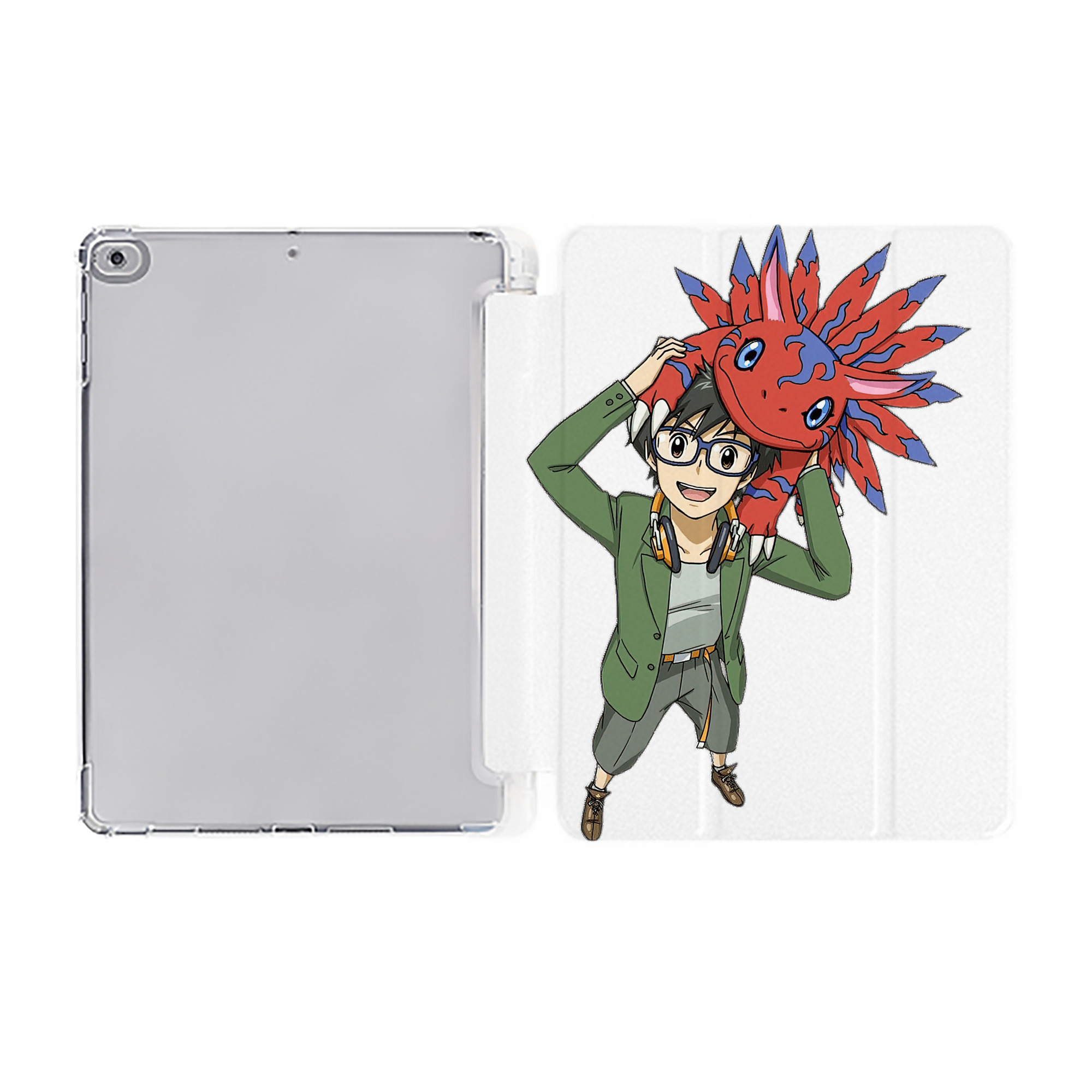 （画像用） Digimon デジタルモンスター/デジモン IPad ケース ペン収納付き 三つ折りスタンド PUレザー×シリコン 対応機種9.5/10.5/10.9インチ